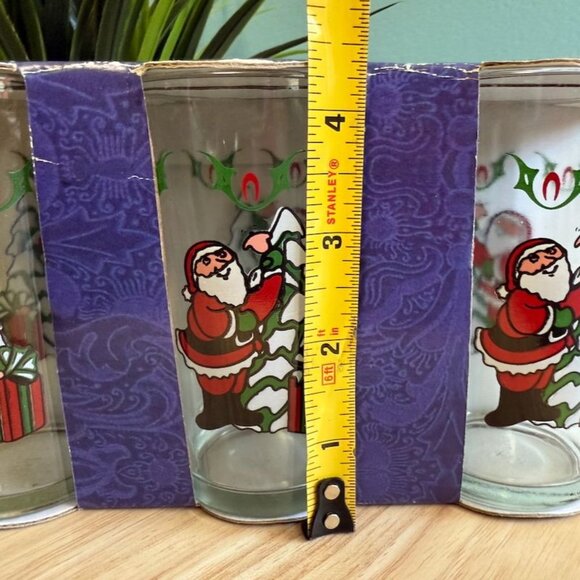 Set Of 3 Christmas Santa Drinking Glasses Holiday Pattern - Picture 5 of 6